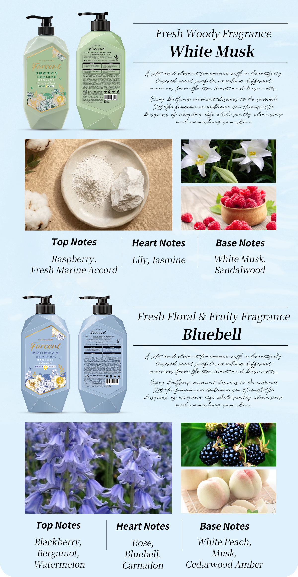 Farcent Shower Gel 1000g White Clay-7
